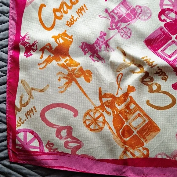 Coach 100% silk scarf - Picture 3 of 6